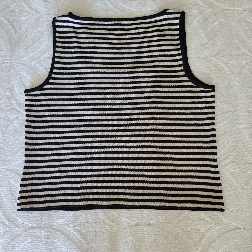 St. John Knit Womens Black White Stripe Top Size Large - Picture 3 of 8